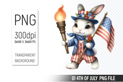 4th Of July Bunny Sublimation Clipart PNG Design Product Image 1
