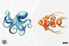 Watercolor Sea Life PNG Clipart Product Image 1