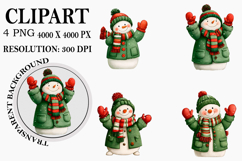 Whimsical Christmas Snowman Clipart Watercolor PNG Product Image 1