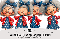 whimsical funny grandma clipart Watercolor PNG Product Image 1