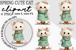 Whimsical Spring Cute Cat Clipart Png Product Image 1