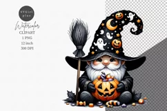Halloween gnome, Gnome clipart, Watercolor clipart Product Image 1