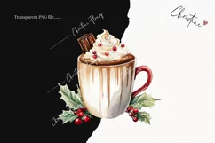 Watercolor Hot Cocoa Clipart | Watercolor Christmas PNG Product Image 2