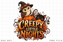 Creepy Little Nights Halloween Owl and Black Cat Pumpkin Product Image 3
