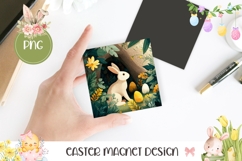 Easter Eggs Magnet Print, Cartoon Bunny Square Coaster Product Image 1