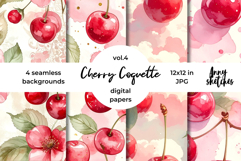 Cherry Coquette Digital Paper Cute Floral Seamless Pattern Product Image 1