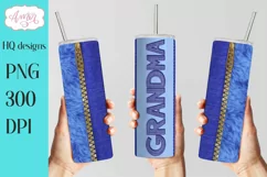 Grandma Tumbler Wrap for Sublimation | denim fabric png Product Image 2