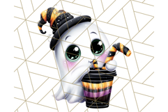 Ghost Café PNG Clipart, Cute Ghost Baristas Halloween Treats Product Image 4