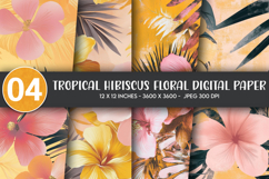 Tropical Hibiscus Floral Digital Paper Product Image 1