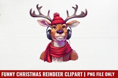 Funny Christmas Reindeer Clipart PNG Product Image 1