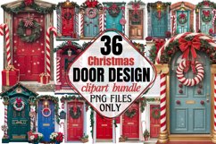 Christmas Door Sublimation Clipart Bundle PNG Product Image 1