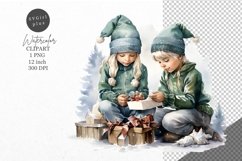 Christmas clipart, Elfs clipart, Winter clipart Product Image 1