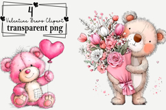 Valentine Bears Clipart Watercolor PNG Product Image 1