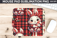 Watercolor Bunny Mouse Pad Sublimation - Christmas PNG Product Image 1