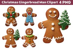 Christmas Gingerbread Man Clipart PNG Product Image 1