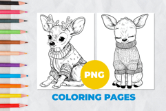 Cute deer in a sweater Coloring Pages | Coloring book Product Image 1