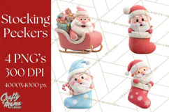 Christmas Stockings & Sleighs Clipart PNG Cute Holiday Product Image 1