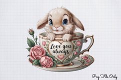 Valentines Day Bunny Cups Clipart PNG Product Image 1
