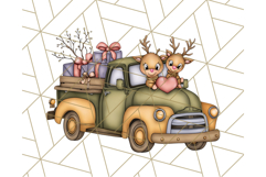 Vintage Christmas Truck Clipart PNG, Retro Holiday Vehicle Product Image 4