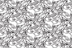Line art botanical vegetables seamless pattern vector Product Image 1