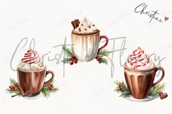 Watercolor Hot Cocoa Clipart | Watercolor Christmas PNG Product Image 3