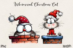 Cute Christmas Cat PNG | Whimsical Holiday Kitty Clipart Product Image 1