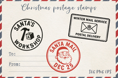 Vintage Christmas Postage Stamps | Retro Mail Labels SVG PNG Product Image 1