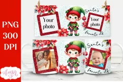 Christmas photo mug wrap PNG Sublimation, Santa's elf PNG Product Image 2