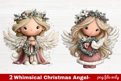 2 Whimsical Christmas Angel Clipart | Cute Holiday Angel PNG Product Image 1