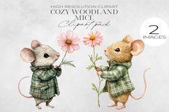 Cozy Woodland Mice Clipart PNG. Product Image 1