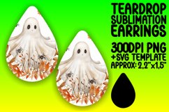 Watercolor Zombie Teardrop Earring Design Halloween PNG Product Image 1