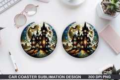 Mansion Car Coaster Sublimation |Halloween Coaster PNG Product Image 1