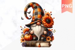 Halloween Gnome Books Sublimation - Halloween Clipart PNG Product Image 1