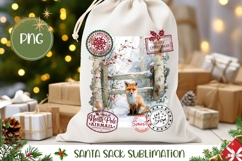 Watercolor Christmas Fox Santa Sack Design Product Image 1