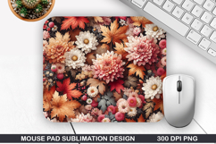 Flowers Mouse Pad Sublimation, Autumn Mouse Pad PNG Design Product Image 1