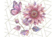 Stained Glass Butterfly and Sunflower PNG Clipart Product Image 4