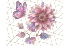Stained Glass Butterfly and Sunflower PNG Clipart Product Image 4