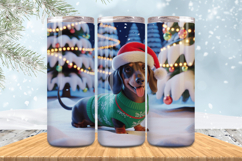 Winter Dog Christmas Snowflake PNG, Icy Tree 20oz Tumbler wr Product Image 1