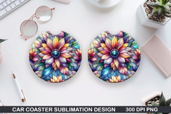 Flower Car coaster sublimation, Summer Coaster PNG Design Product Image 1