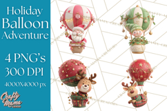 Winter Hot Air Balloon Clip Art for Crafts &amp; Design Product Image 1