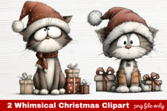 2 Whimsical Christmas Clipart | Cute Holiday PNG Set Product Image 1