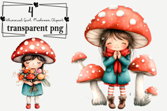 Whimsical Girl Mushroom Clipart Watercolor PNG Product Image 1