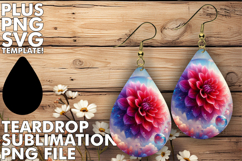 Cheerful Teardrop Earrings Design PNG, 3D Flower Product Image 1