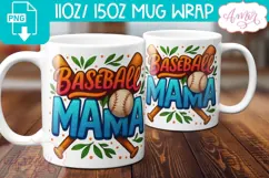 Baseball Mama T-shirt and mug PNG sublimation design Product Image 3