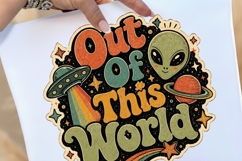 Vintage Alien Sticker Clipart | 18 PNG Files | Retro UFO Product Image 4