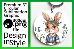 Bright Round Design Sublimation Template , Cute Bunny Product Image 1