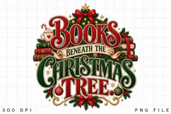 Books Beneath the Christmas Tree PNG, Christmas Book Lover Product Image 4