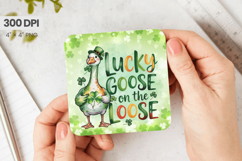 Lucky Goose on the Loose Square Coaster PNG Sublimation Desi Product Image 1
