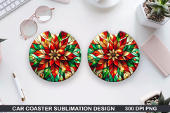 Flowers Car Coaster Sublimation| Christmas Coaster PNG Product Image 1