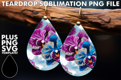 Radiant TEARDROP Earrings Gift PNG, Flower Pattern Product Image 1